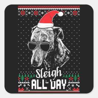 Sleigh All Day Funny Whippet Christmas Square Sticker