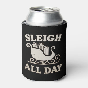 Sleigh All Day Santa Christmas Xmas Holiday Retro Can Cooler