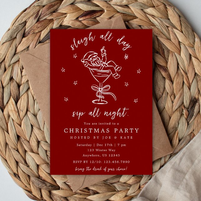 Sleigh and Sip Christmas Party  Invitation (Creator Uploaded)