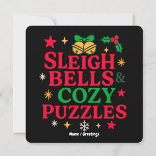 Sleigh Bells & Cozy Puzzles Festive Holiday Gift  Invitation