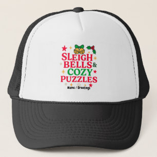 Sleigh Bells & Cozy Puzzles Festive Holiday Gift Trucker Hat