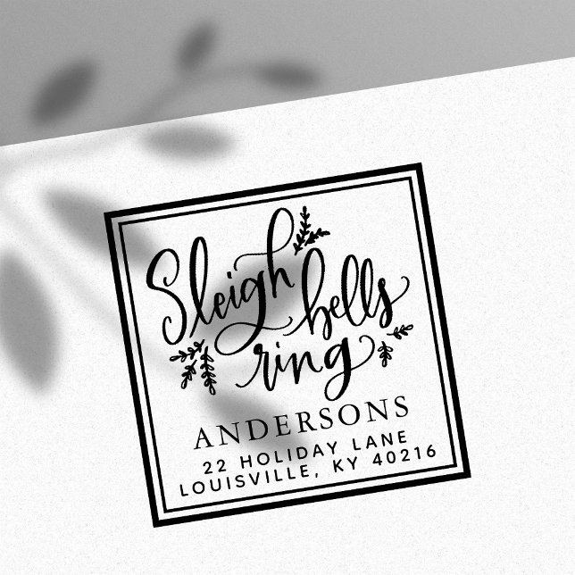 Sleigh Bells Ring Christmas Address Self-inking Stamp (Creator Uploaded)