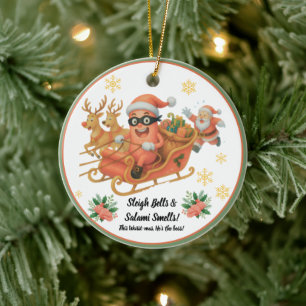 Sleigh Bells & Salami Smells! Ceramic Tree Decoration