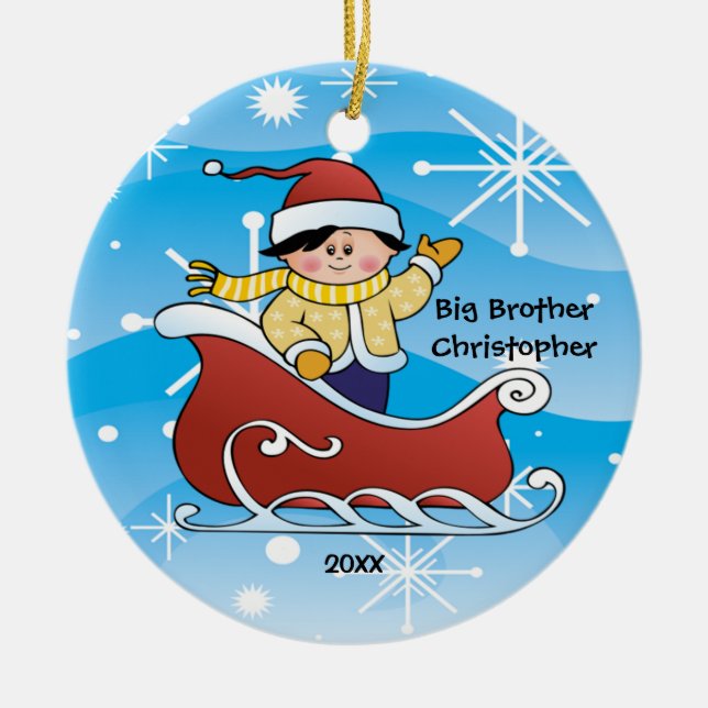 Sleigh Big Brother Christmas Ornament (Front)