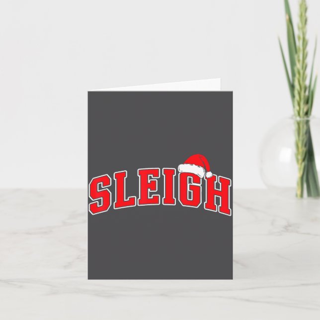 Sleigh Christmas Varsity Text With Santa Hat Famil Card (Front)