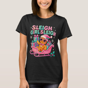 Sleigh Girl Cute Gingerbread Christmas Art T-Shirt