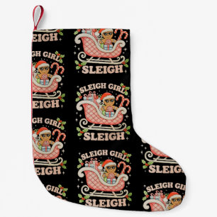 Sleigh Girl Gingerbread Christmas Xmas Candy Cane Small Christmas Stocking