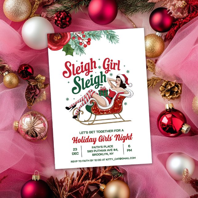 Sleigh Girl Sleigh Holiday Christmas Invitation (Creator Uploaded)