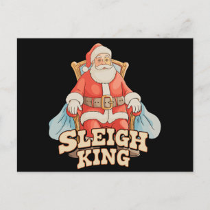 Sleigh King Santa Christmas Holiday Xmas Season Postcard