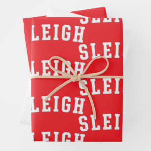 Sleigh Merry Christmas Tree Funny Xmas Holiday Wrapping Paper Sheet