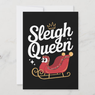 Sleigh Queen Christmas Crown Holiday Xmas Season Invitation
