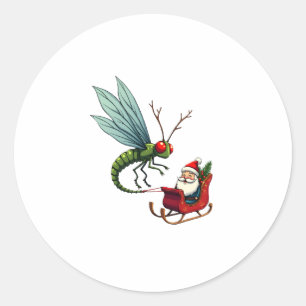 Sleigh Ride Dragonfly Classic Round Sticker