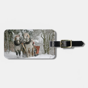 Sleigh Ride in the Snowy Forest Luggage Tag
