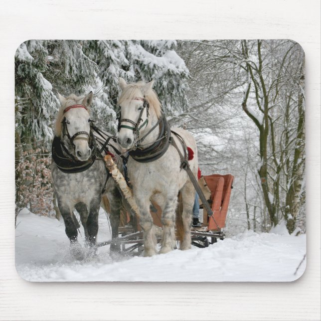 Sleigh Ride in the Snowy Forest Mouse Pad (Front)