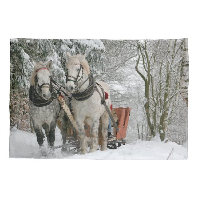Sleigh Ride in the Snowy Forest Pillowcase (Back)