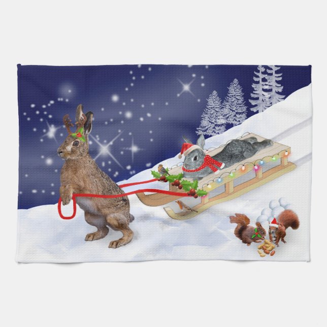 Sleigh Ride Kitchen Towel (Horizontal)