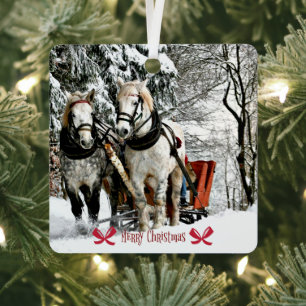 Sleigh Ride, Merry Christmas Metal Tree Decoration
