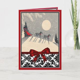 Sleigh Ride Under the Moon Christmas Card