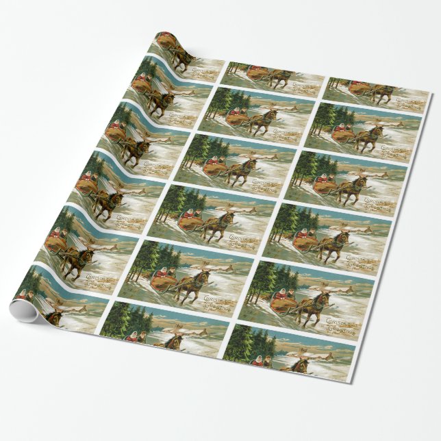 Sleigh Ride Wrapping Paper (Unrolled)