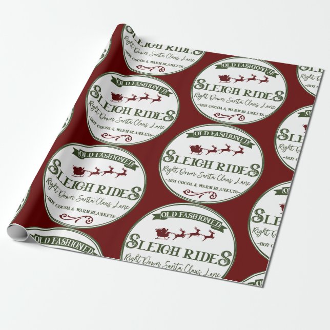 Sleigh Rides Christmas  Wrapping Paper (Unrolled)