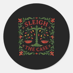 Sleigh The Case Funny Lawyer Xmas Design Classic Round Sticker