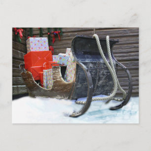 Sleigh with Christmas gifts Holiday Postcard