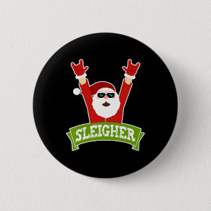 SLEIGHER - Fun Heavy Metal Music Santa  - Christma 6 Cm Round Badge