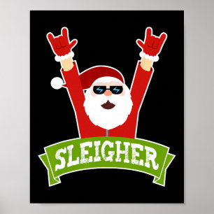 SLEIGHER - Fun Heavy Metal Music Santa  - Christma Poster