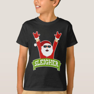 Sleigher - Fun Heavy Metal Music Santa - Christmas T-Shirt