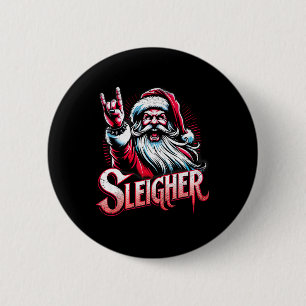 Sleigher Hail Santa Heavy Metal Christmas For Men 6 Cm Round Badge