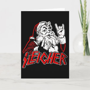 Sleigher Hail Santa Heavy Metal Christmas For Men  Card