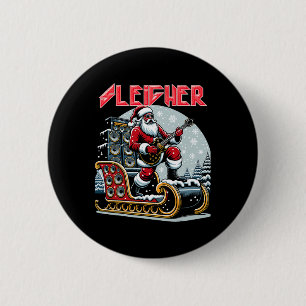 Sleigher Hail Santa Heavy Metal Christmas Rock Xma 6 Cm Round Badge