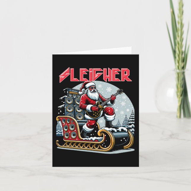 Sleigher Hail Santa Heavy Metal Christmas Rock Xma Card (Front)
