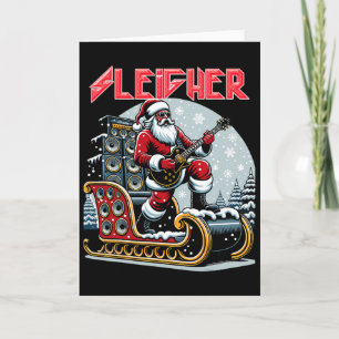 Sleigher Hail Santa Heavy Metal Christmas Rock Xma Card