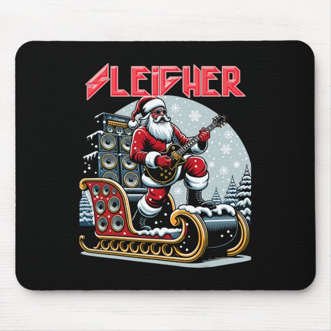 Sleigher Hail Santa Heavy Metal Christmas Rock Xma Mouse Pad (Front)