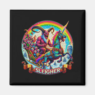 Sleigher Krampus Unicorn Demon Horror Christmas Go Magnet