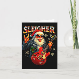 Sleigher Rock Santa Funny Metal Christmas Design  Card