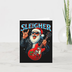 Sleigher Rock Santa Funny Metal Christmas Design  Card