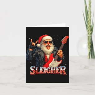 Sleigher Rock Santa Funny Metal Christmas Design  Card