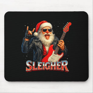 Sleigher Rock Santa Funny Metal Christmas Design  Mouse Pad