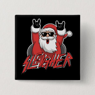 Sleigher Santa Claus Metal Christmas Funny Hail 15 Cm Square Badge