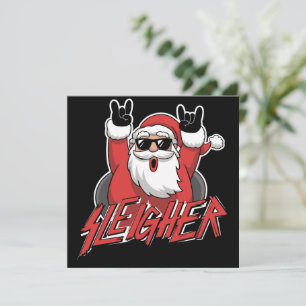 Sleigher Santa Claus Metal Christmas Funny Hail  Holiday Card