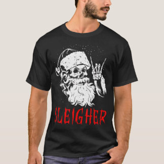 Sleigher Santa Claus Metal Christmas Rock On Hail T-Shirt