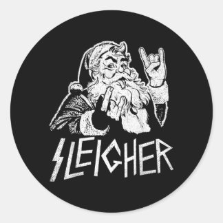 Sleigher Santa Claus Rock On Goth Heavy Classic Round Sticker