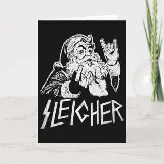 Sleigher Santa Claus Rock On Goth Heavy Metal Chri Card