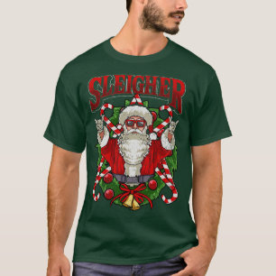 Sleigher Santa Claus Rocker Heavy Metal Christmas T-Shirt