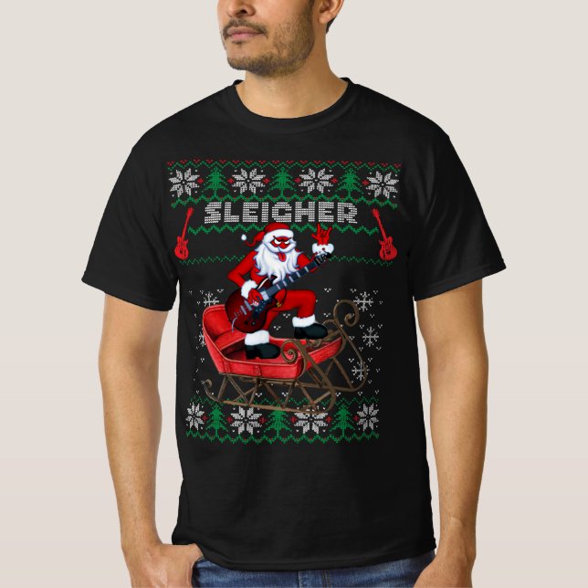 Sleigher Santa Ugly Christmas Sweater Design (Front)