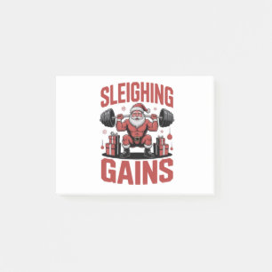 Sleighin' Gains Santa Lifting Weights Christmas Post-it Notes