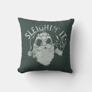 Sleighin It Funny Santa Sleigh Christmas Cushion
