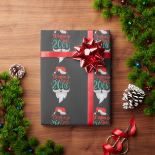 Sleighin it Since 2008 Christmas Birthday Santa  Wrapping Paper